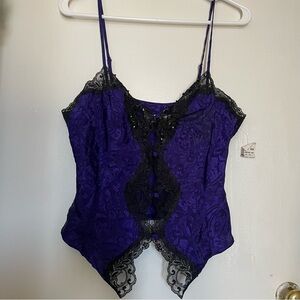 Purple Lace Bodysuit with Black Trim